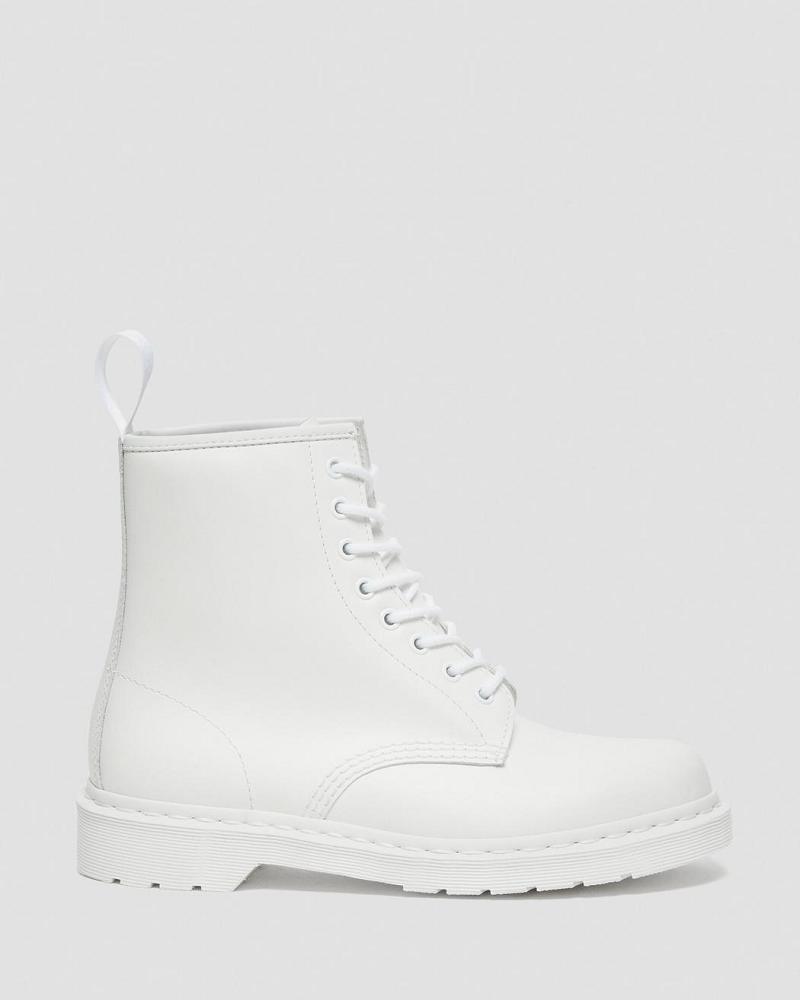 White Women's Dr Martens 1460 Mono Smooth Leather Lace Up Boots | CA 171BEX